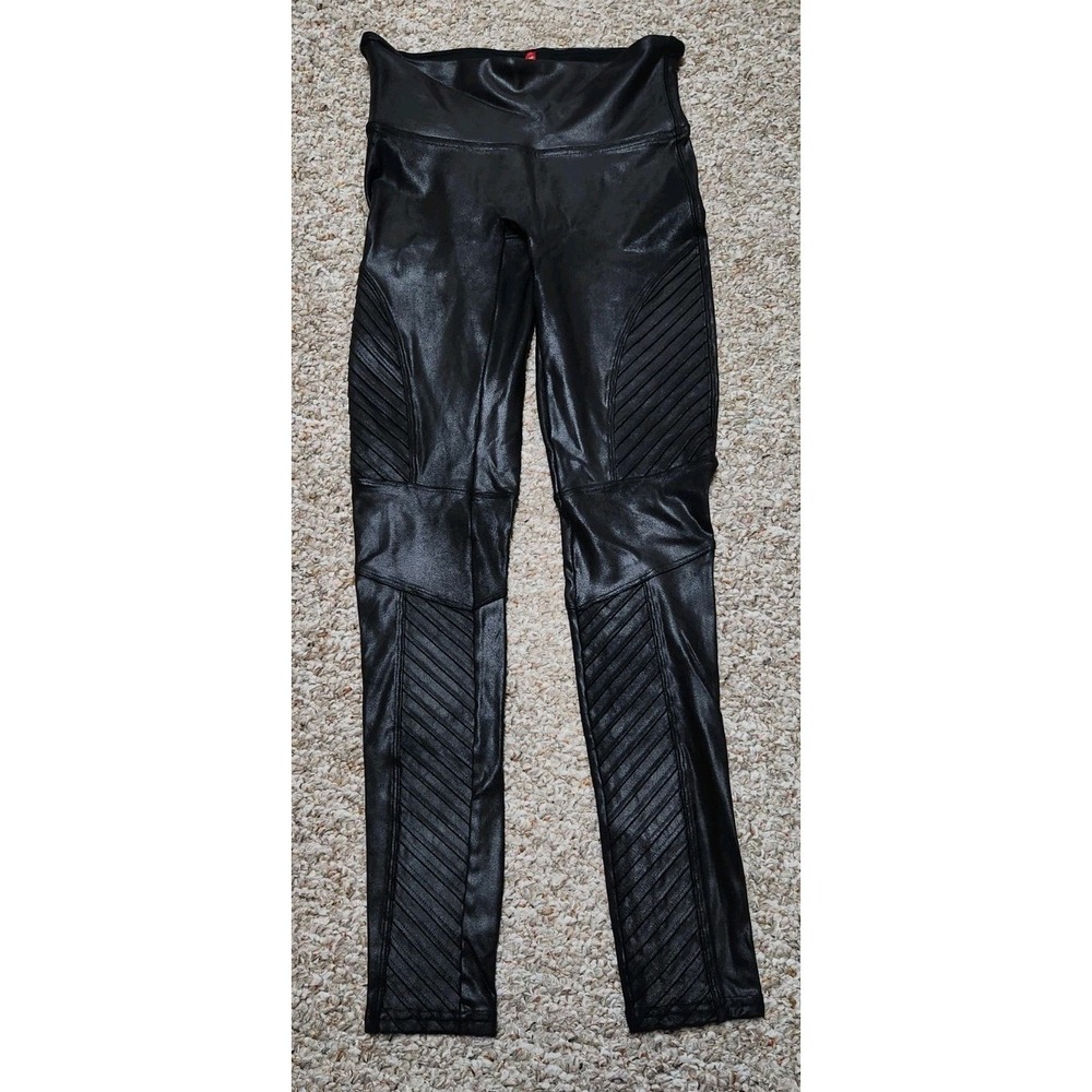 Spanx Women's‎ Small Black High Waisted Faux Leather Moto Compression Legging